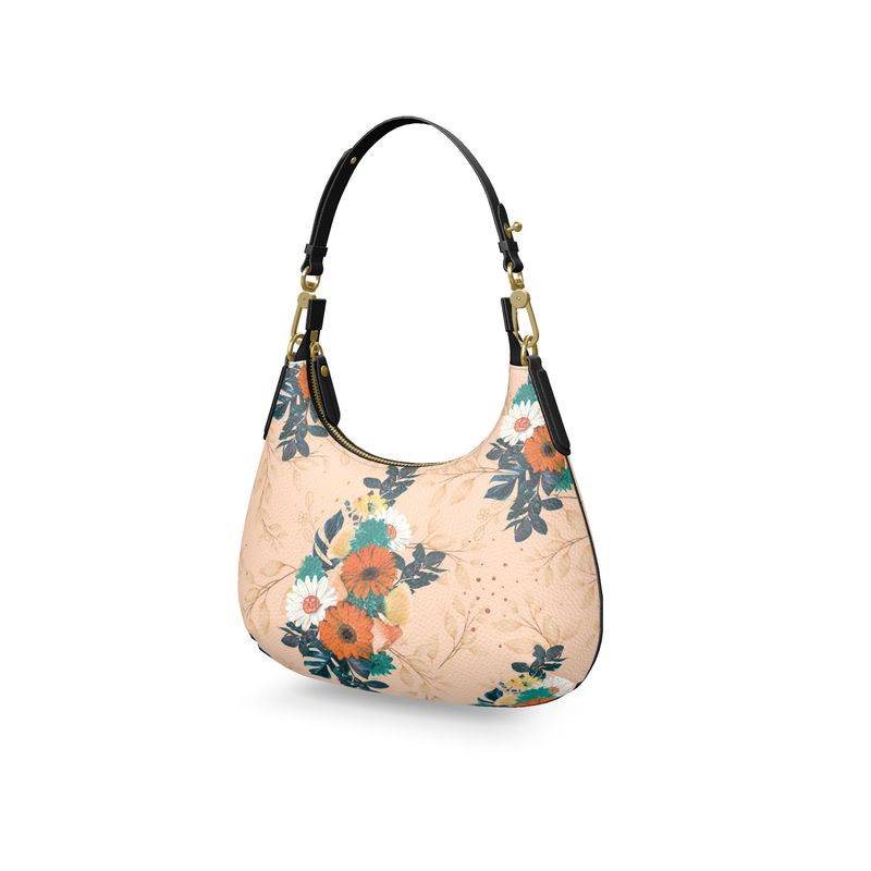Passionate Peach Floral Bouquet Mini Curve Bag